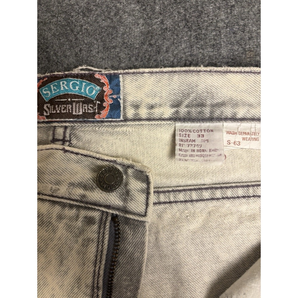 Vintage Sergio Silver Wash Men's Jeans Straight Leg Size 33 Y2K. A3 - Picture 5 of 5